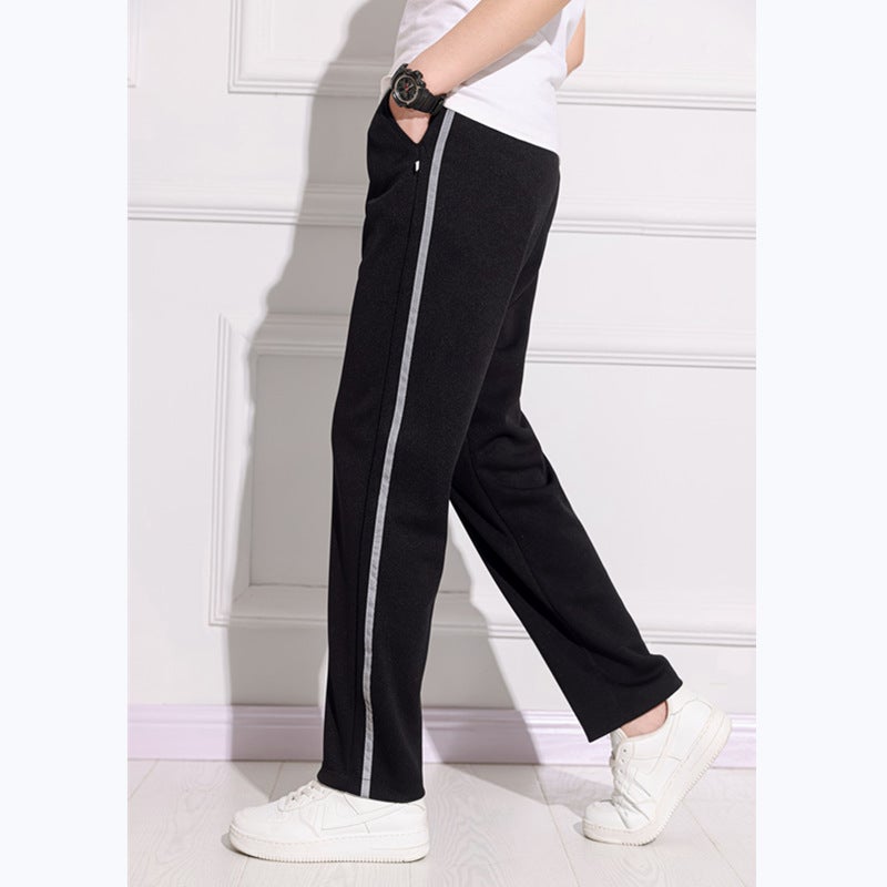 One Bar School Uniform Pants Thin Grey Strip Dark Blue Two Fluorescent Bar Straight Pants Student Reflective Strip School Pants - Image 1