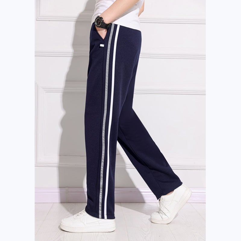 One Bar School Uniform Pants Thin Grey Strip Dark Blue Two Fluorescent Bar Straight Pants Student Reflective Strip School Pants - Image 5