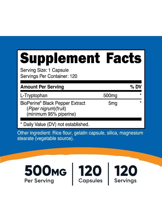 Nutricost L-Tryptophan 500Mg, 120 Capsules - Image 2