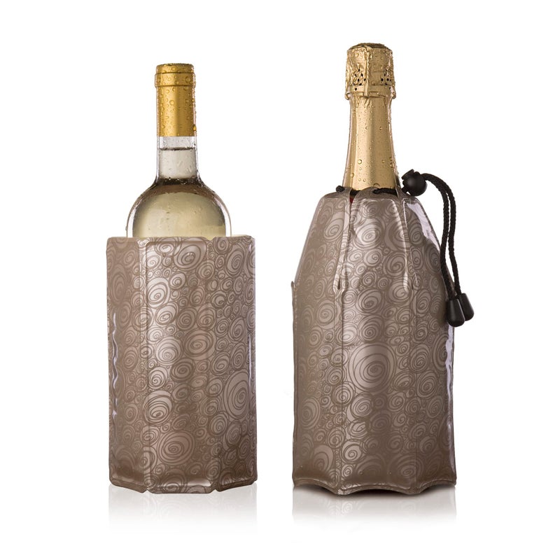Vacu Vin Champagne  Wine Cooler Set  Flexible Insulated Chiller For Standard Size Bottles  Keeps Your Drinks Cold Longer  Lightweight  Easy To Use  Premium Design To All Occasions Platinum
