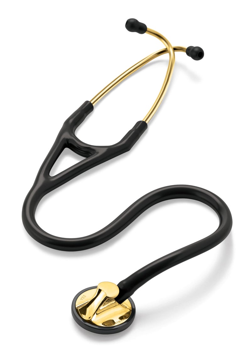 3M Littmann Master Cardiology Stethoscope, 2175, Stainless Steel Brass-Finish Chestpiece, 27" Black Tube - Image 4