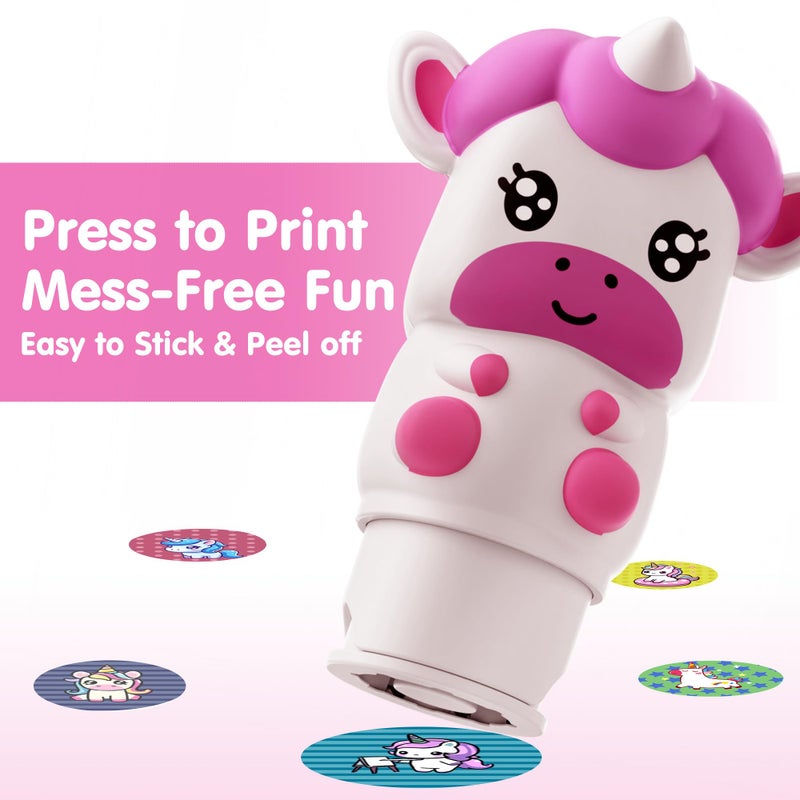 iPlay, iLearn Kids Unicorn Sticker Stamp Set - 400+ Stickers 18-Page Activity Book, Toddler Creative Mess-Free Art Craft Educational Travel Toy, Birthday Easter Basket Gifts 3 4 5 6 Year Old Girl Boy - Image 2