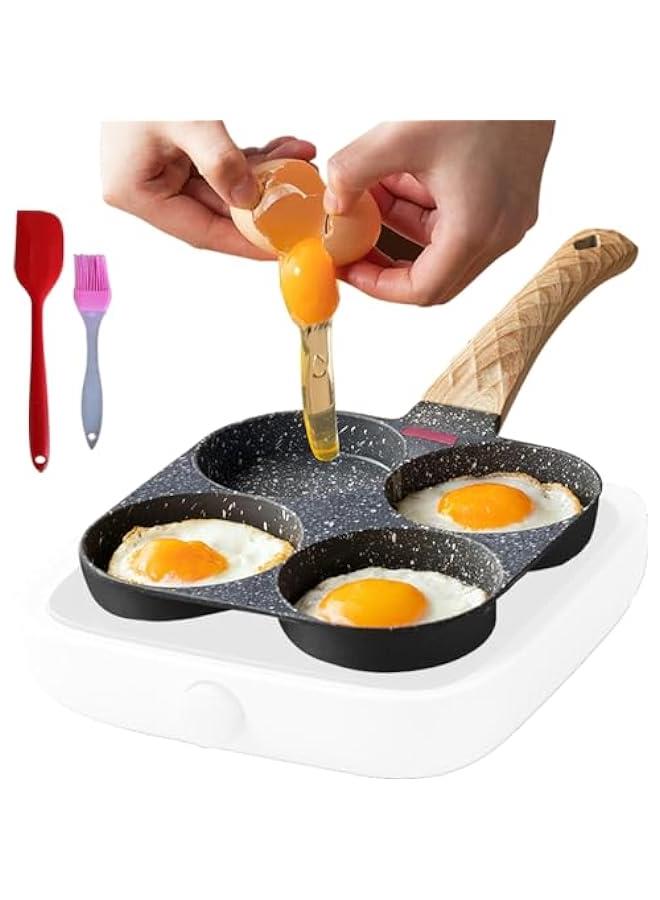 BWSJ Nonstick Egg Frying Pan of 4 Cu  Granite Heart Breakfast Pan Saucepan Pancake Pan for Gas and Induction Stove To Cookware Omelette Pan Cooker Kitchen Tool Indoor Outdoor Camping Travel - Image 1