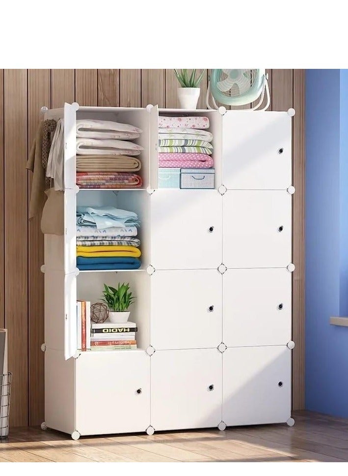 منظم خزانة مكعب تخزين بلاستيكي مع أبواب للملابس والأحذية والألعاب 12 مكعب تخزين جديد - Image 2
