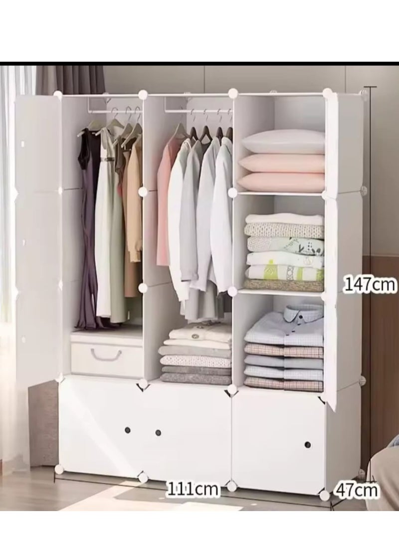 منظم خزانة مكعب تخزين بلاستيكي مع أبواب للملابس والأحذية والألعاب 12 مكعب تخزين جديد - Image 4