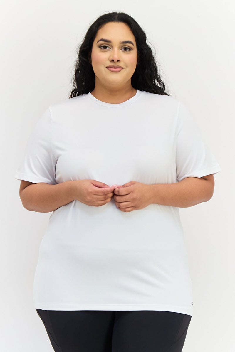 Reebok تي شيرتات تدريب قصيرة الأكمام للنساء، بيضاء - Image 1