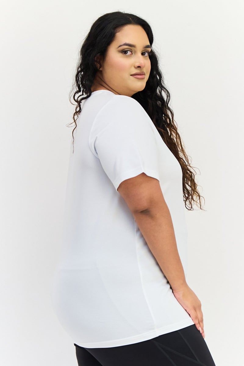 Reebok تي شيرتات تدريب قصيرة الأكمام للنساء، بيضاء - Image 3