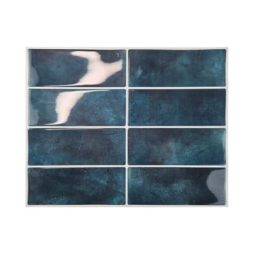 DAGOU Peel and Stick Backsplash 3D Wall Tiles,Self-Adhesive,Oil Proof,Waterproof, Removable Wall Panels for Kitchen & Bathroom,Modern Design, Easy Install (10.7ft，12x9 inch,14 Pack) (Blue) - Image 1