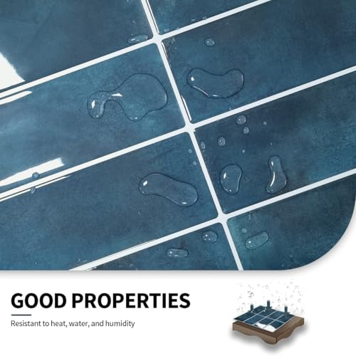 DAGOU Peel and Stick Backsplash 3D Wall Tiles,Self-Adhesive,Oil Proof,Waterproof, Removable Wall Panels for Kitchen & Bathroom,Modern Design, Easy Install (10.7ft，12x9 inch,14 Pack) (Blue) - Image 4