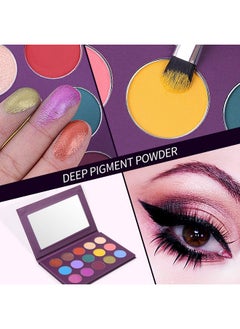 Vodisa Colorful Eyeshadow Palette Matte Shimmer High Pigmented Eyeshadow Pallet 15 Colors Professional Makeup Nudes Warm Natural Long Lasting Waterproof Eye Shadow With Make Up Brushes Set (Purple)  - Image 5