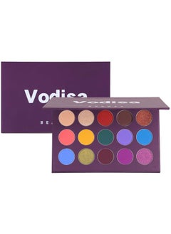 Vodisa Colorful Eyeshadow Palette Matte Shimmer High Pigmented Eyeshadow Pallet 15 Colors Professional Makeup Nudes Warm Natural Long Lasting Waterproof Eye Shadow With Make Up Brushes Set (Purple)  - Image 3