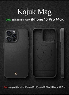 CYRILL Kajuk Mag Compatible with iPhone 15 Pro Max Case Cover [Premium Vegan Leather] Compatible with MagSafe - Black  - Image 2