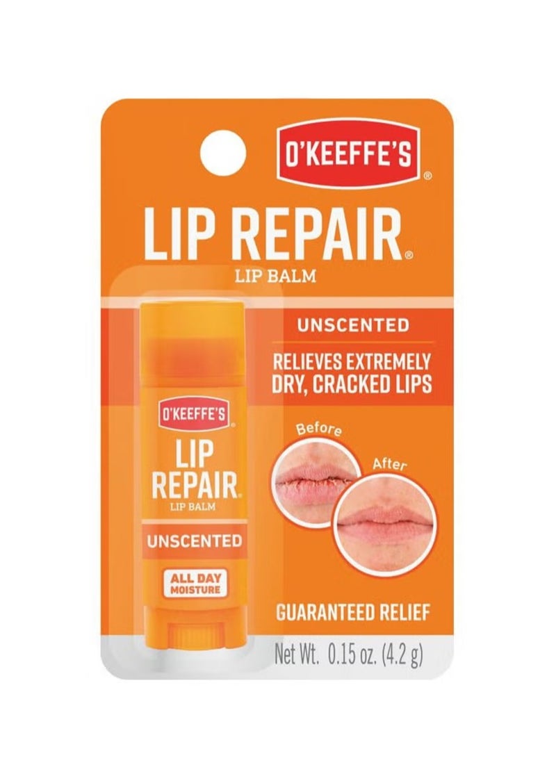 O'Keeffe's Pack Of 2 Unscented Lip Repair Lip Balm for Dry Cracked Lips Stick 4.2g - Image 2