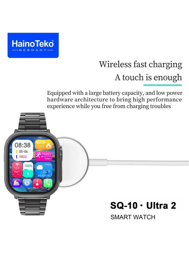 Haino Teko SQ10 Ultra Smart Watch with 2.2 Inch AMOLED Display, 4 Interchangeable Straps, and Wireless Charger for Gents & Boys – Stylish, High-Performance Smartwatch in Black  - Image 5