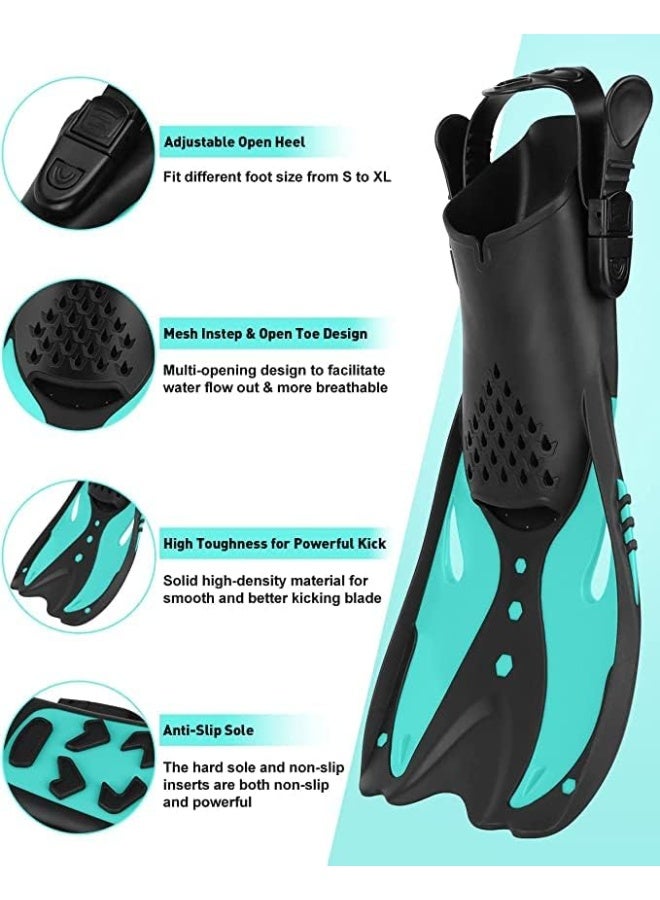 Soofam Snorkel Fins Adjustable Buckles Open Heel Swim Flippers Travel Size Short Swim Fins for Snorkeling Diving Swimming Adult Men Womens(S/M 36-41) - Image 2