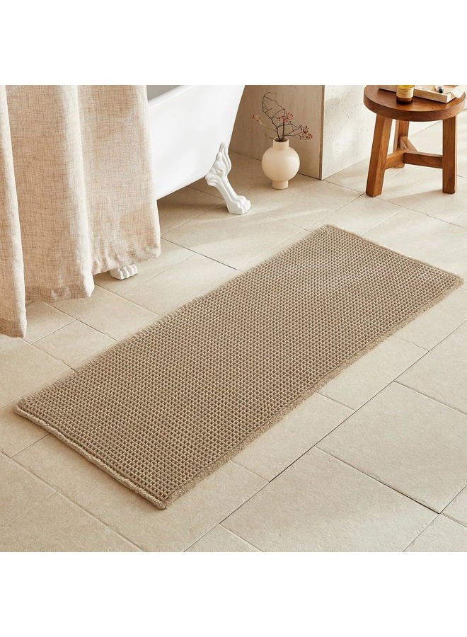 TYUU Waffle Runner Rug Bathroom, Long Boho Bathroom Rugs Non Slip Washable Super Absorbent Quick Dry Farmhouse Bath Decor, 60"x24" Khaki - Image 1