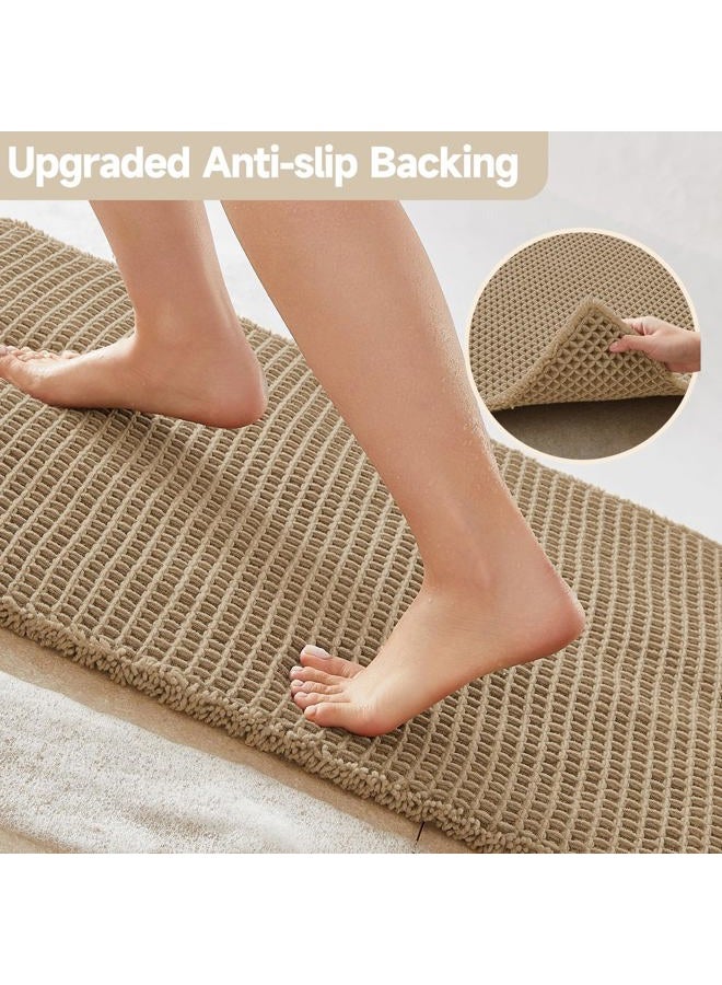 TYUU Waffle Runner Rug Bathroom, Long Boho Bathroom Rugs Non Slip Washable Super Absorbent Quick Dry Farmhouse Bath Decor, 60"x24" Khaki - Image 4
