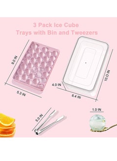 Hanayo Round Ice Cube Tray with Lid & Bin Ice Ball Maker Mold for Freezer with Container Mini Circle Ice Cube Tray Making 99 PCS Sphere Ice 3 Trays 1 ice Bucket & Scoop (PINK (3 layers）)  - Image 4