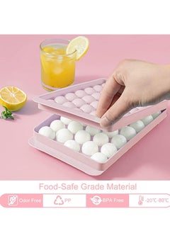 Hanayo Round Ice Cube Tray with Lid & Bin Ice Ball Maker Mold for Freezer with Container Mini Circle Ice Cube Tray Making 99 PCS Sphere Ice 3 Trays 1 ice Bucket & Scoop (PINK (3 layers）)  - Image 5