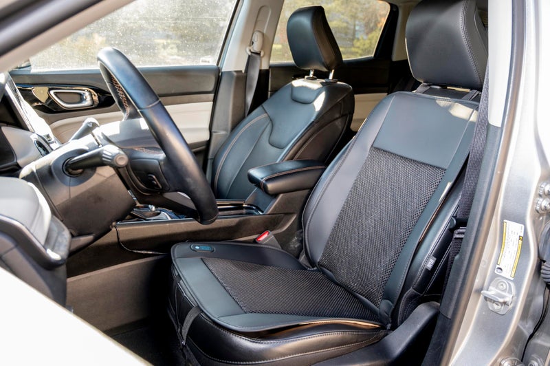 Auto Haus غطاء مقعد السيارة المبرد من أوتو هاوس، وسادة تبريد مهوّاة 12V/24V مع 10 مراوح توربينية وتحكم لاسلكي، وسادة مقعد عالمية ثلاث سرعات للسيارة SUV والشاحنة، جلد شبكي 3D قابل للتنفس - Image 2