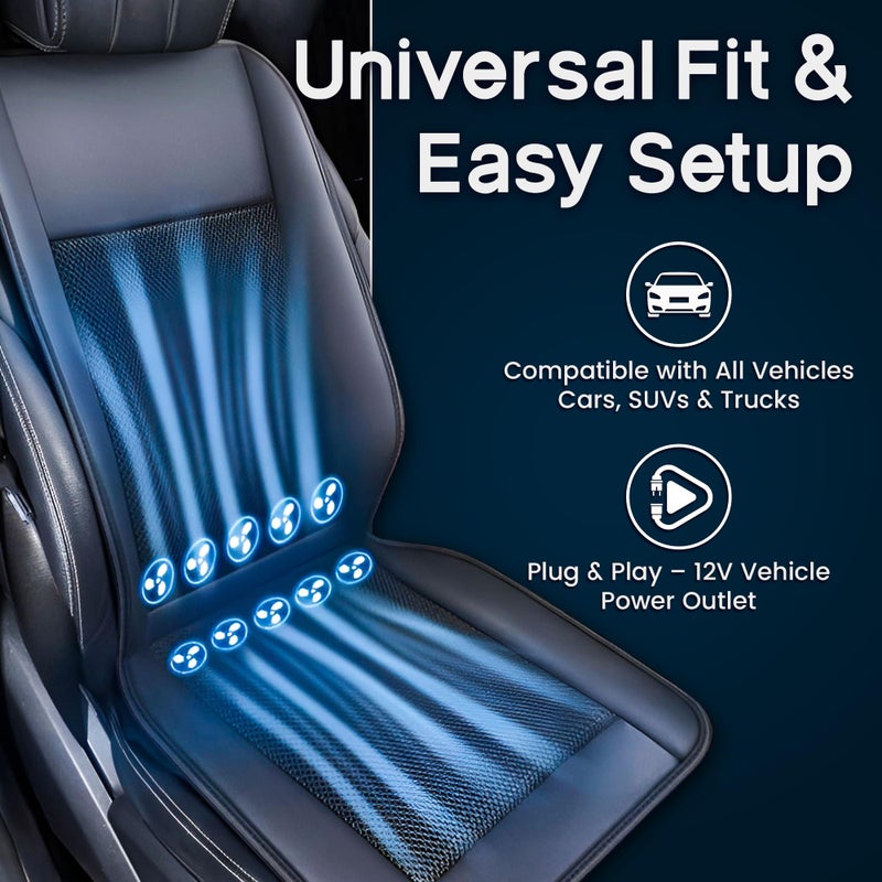 Auto Haus غطاء مقعد السيارة المبرد من أوتو هاوس، وسادة تبريد مهوّاة 12V/24V مع 10 مراوح توربينية وتحكم لاسلكي، وسادة مقعد عالمية ثلاث سرعات للسيارة SUV والشاحنة، جلد شبكي 3D قابل للتنفس - Image 5
