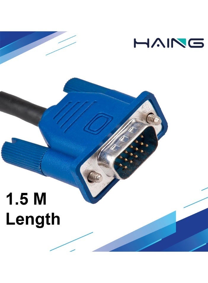 HAING VGA to VGA Cable - Male to Male - High Resolution - 1.5M Length - White - Image 2