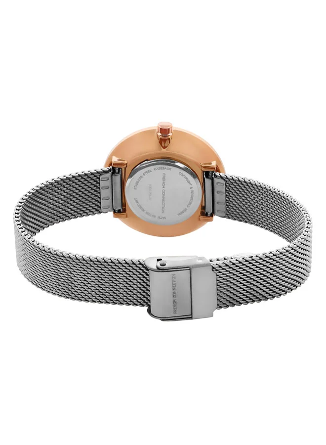 French Connection Women's 33mm Analog Watch with Stainless Steel Mesh Bracelet