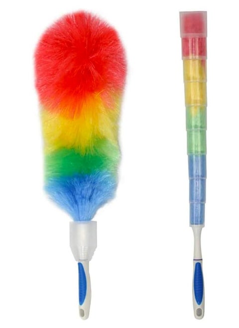 Feather Duster 62cm Washable Duster with Plastic Protective Shell Retractable and Bendable Duster Color Chicken Dust Removal Household Car Microfiber Duster (Assorted)