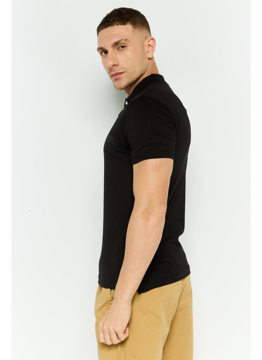 Gazzarrini Men Regular Fit Brand Logo Short Sleeves Polo Shirt, Black  - Image 3