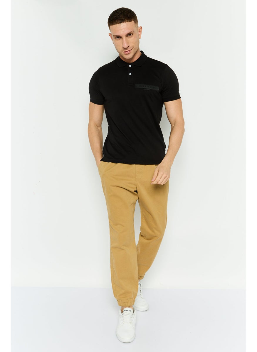 Gazzarrini Men Regular Fit Brand Logo Short Sleeves Polo Shirt, Black  - Image 4