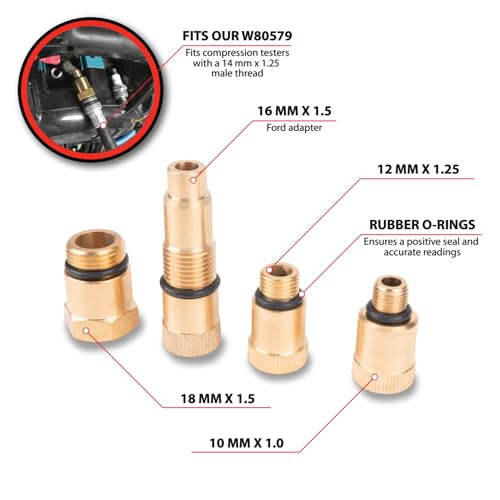 Performance Tool W80577 Compression Tester Spark Plug Adapters Set - Image 2
