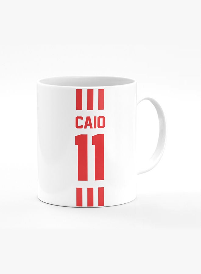 Stylizedd Designer Printed Coffee Mug with Heavy Duty Handle 11oz Ceramic Personalised Gift Mugs Cup [Microwave Safe & Dishwasher Proof] -Football Team - UAE Player Name - Caio - Image 1