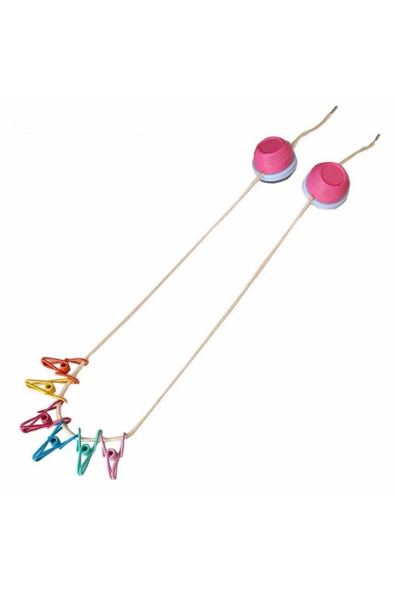 حبل غسيل منزلي محمول مزود بمشبك وحبل تجفيف قابل للسحب، مثبت على الحائط بدون ثقب - Image 2