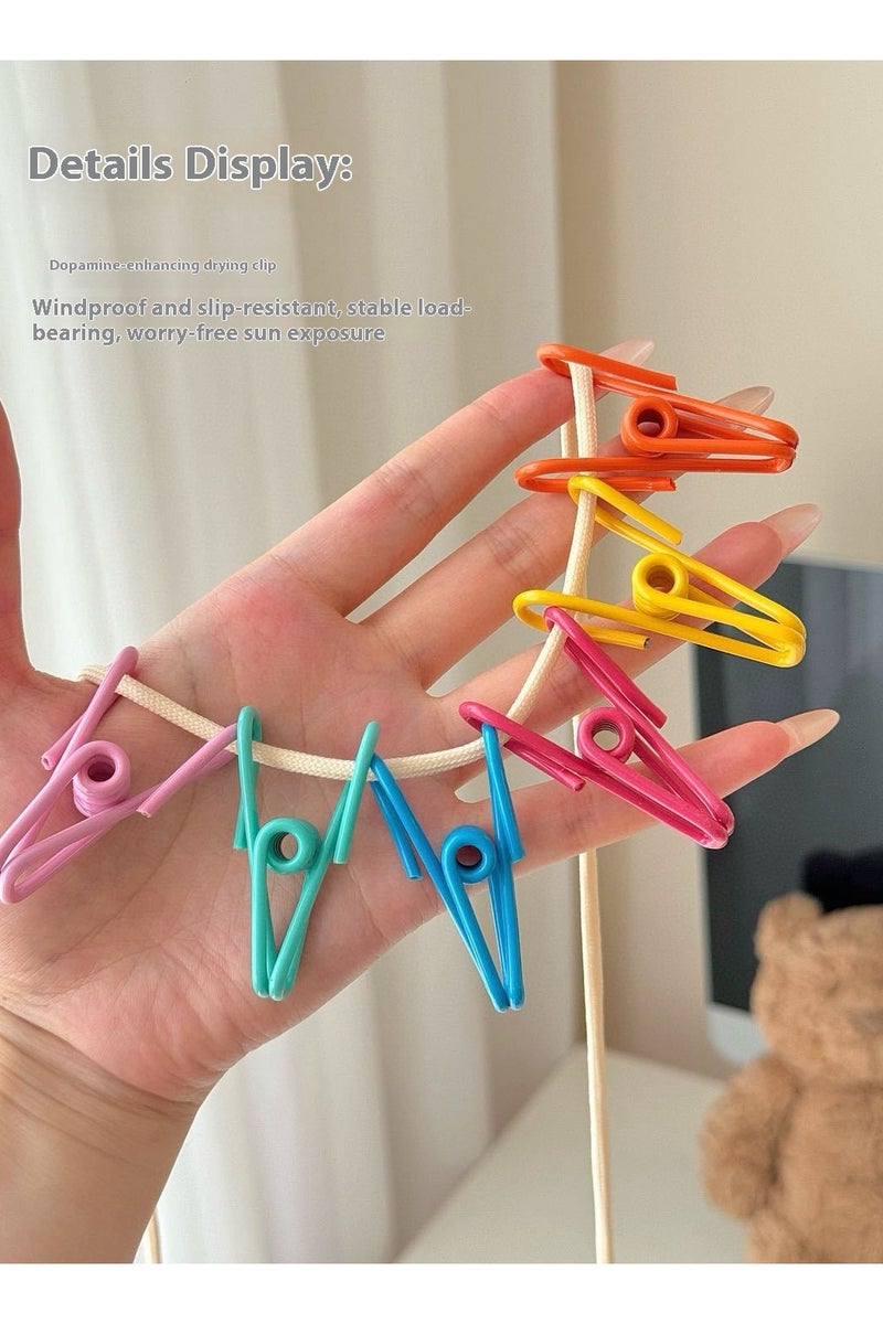 حبل غسيل منزلي محمول مزود بمشبك وحبل تجفيف قابل للسحب، مثبت على الحائط بدون ثقب - Image 4