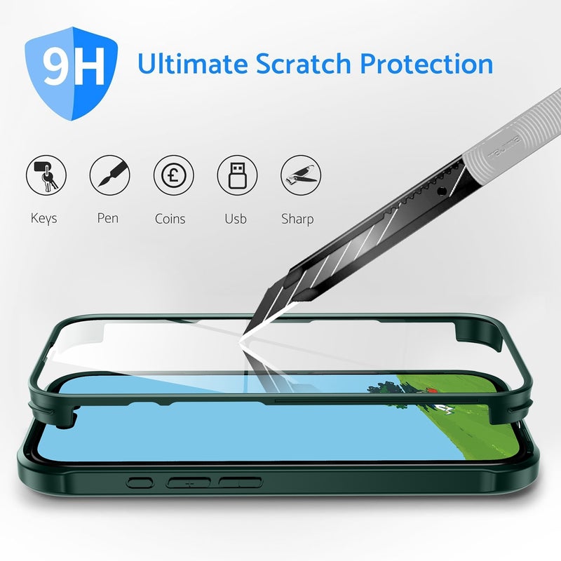 HuHa Protective Cover For iPhone 16 Double-sided Plastic Glass Phone Protective Case(Dark Green) - Image 4