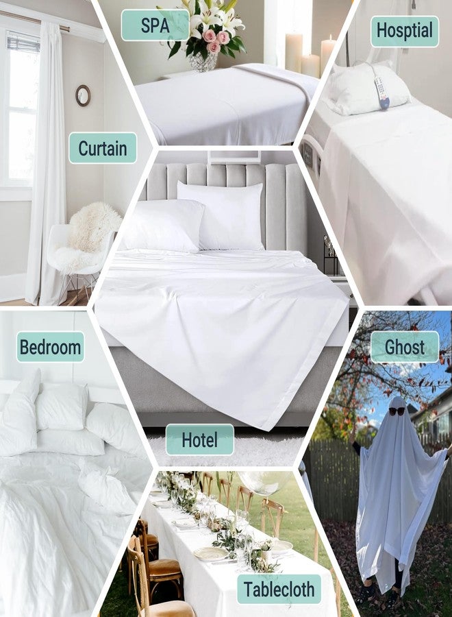 ZPECC Twin Flat Sheet Only 1 Pack, Durable White Top Bed Sheets Hypoallergenic Soft Brushed Microfiber Color-Coded Hem Threads, 66"x96" - Image 3