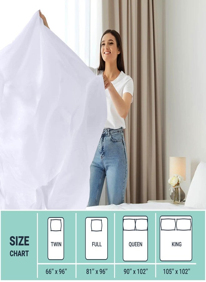 ZPECC Twin Flat Sheet Only 1 Pack, Durable White Top Bed Sheets Hypoallergenic Soft Brushed Microfiber Color-Coded Hem Threads, 66"x96" - Image 5