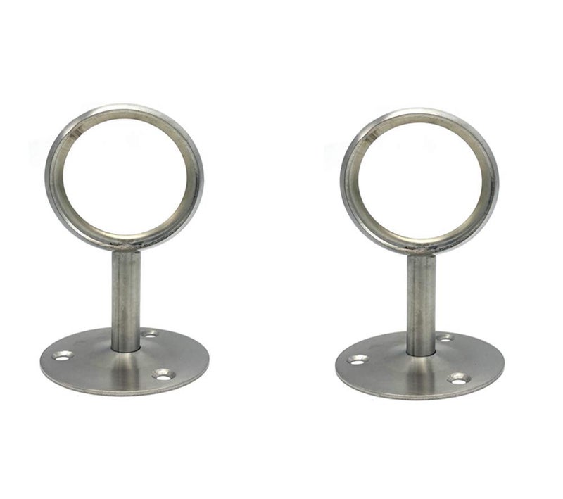 NELXULAS Stainless Steel Heavy Duty Closet RodCurtain Rod End Supports Socket with Matching Screws 2 INCH Silver