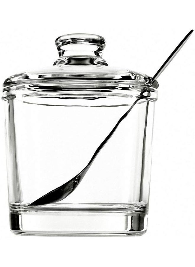 LYNK HOME Classic Clear Glass Sugar Bowl Set with Lid Serving Spoon Salt Pot Pepper Storage Jar Seasoning Pot Dispenser Container Sugar Box Condiment Spice Racks Holder for Kitchen - Image 1