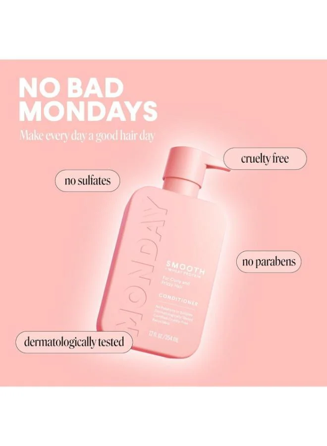 MONDAY MONDAY HAIRCARE Smooth Conditioner 12oz for Frizzy, Coarse, and Curly Hair, Made from Coconut Oil, Shea Butter, & Vitamin E, 100% Recyclable Bottles (354ml)