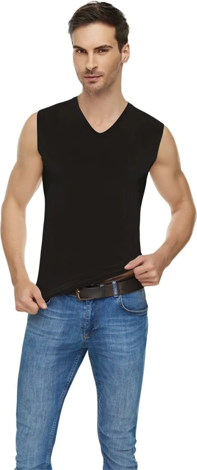 توتكو Elit Elastane V-Neck Men's Zero Sleeve Undershirt Elt 1305