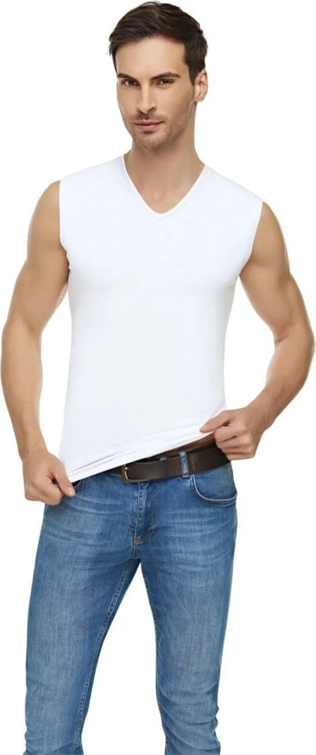 توتكو Elit Elastane V-Neck Men's Zero Sleeve Undershirt Elt 1305