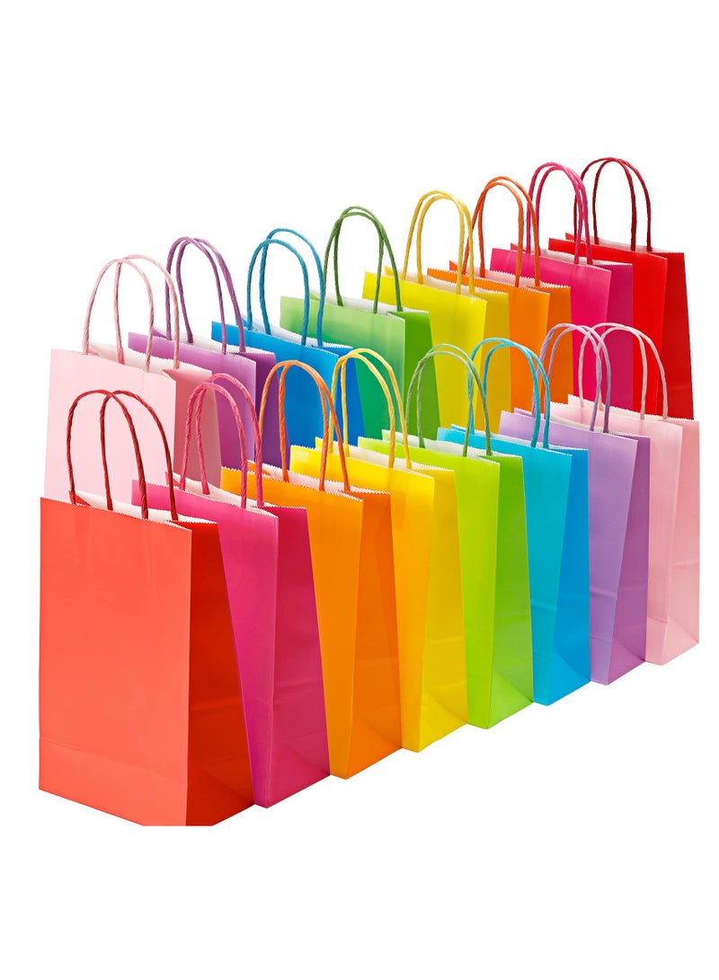 48-Pack Small Kraft Paper Gift Bags with Handles in 8 Colors - Perfect for Children's Birthdays, Weddings, Baby Showers, and More - Ideal for Candy and Party Favors. - Image 1