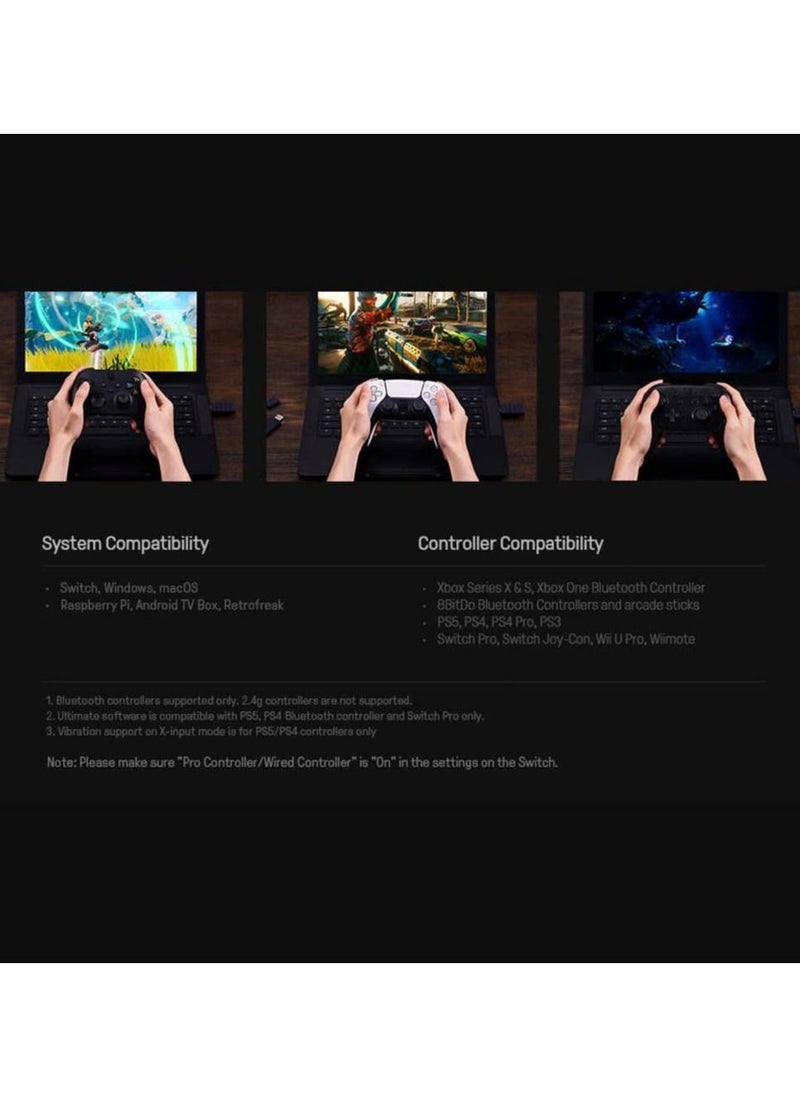 1pcs For Wireless USB Bluetooth Adapter for Switch PS5, PS4, PC, Mac, Raspberry Gaming Vibration & Motion Support