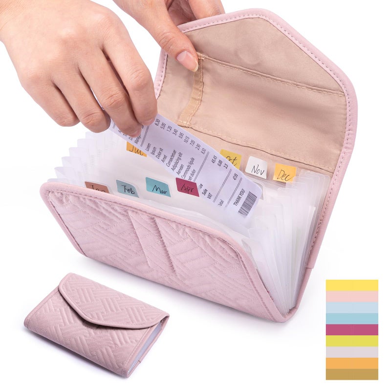 FRECOLSH Fabric Receipt Organizer 7X5 - Receipt Holder 12 Pockets - Money Organizer - Elegant Receipt Holder - Coupon Holder - Cash Organizer - Envelope Organizer - Small Accordion File Organizer - Image 1