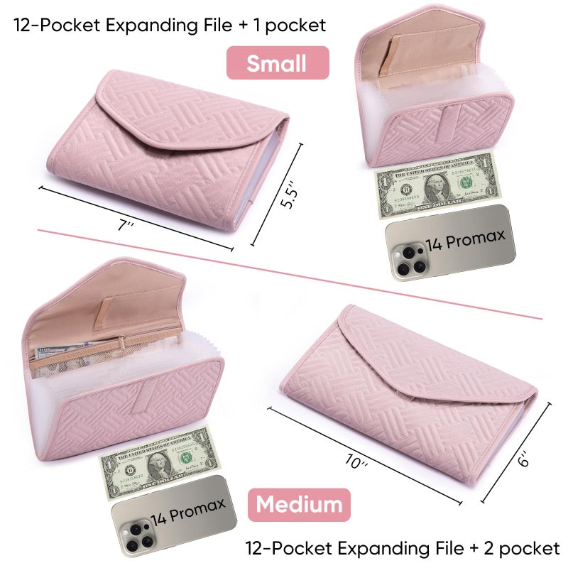 FRECOLSH Fabric Receipt Organizer 7X5 - Receipt Holder 12 Pockets - Money Organizer - Elegant Receipt Holder - Coupon Holder - Cash Organizer - Envelope Organizer - Small Accordion File Organizer - Image 4