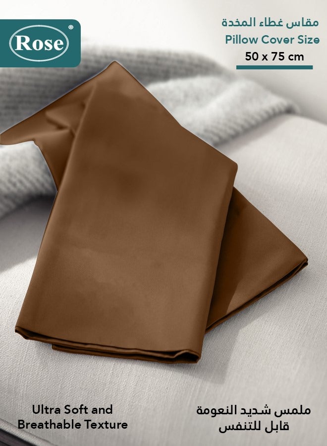 Rose Rose Luxurious Plain Pillow Covers Set with Envelop Closure Design, Pillowcases 2-Pieces Set, Soft & Cozy Microfiber Breathable and Cooling, Standard Size 50×75 cm, Brown  - Image 3