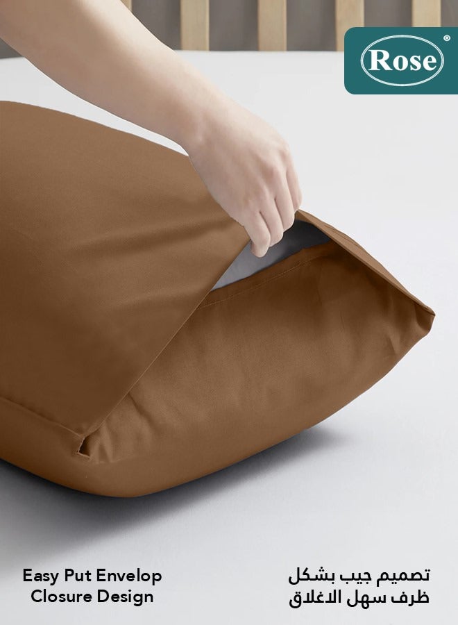 Rose Rose Luxurious Plain Pillow Covers Set with Envelop Closure Design, Pillowcases 2-Pieces Set, Soft & Cozy Microfiber Breathable and Cooling, Standard Size 50×75 cm, Brown  - Image 5