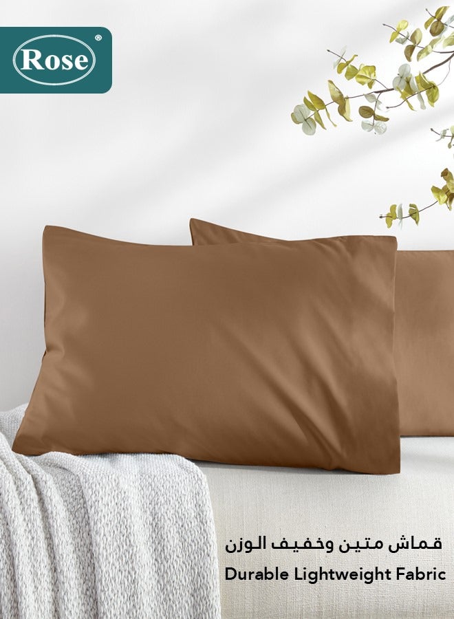 Rose Rose Luxurious Plain Pillow Covers Set with Envelop Closure Design, Pillowcases 2-Pieces Set, Soft & Cozy Microfiber Breathable and Cooling, Standard Size 50×75 cm, Brown  - Image 4