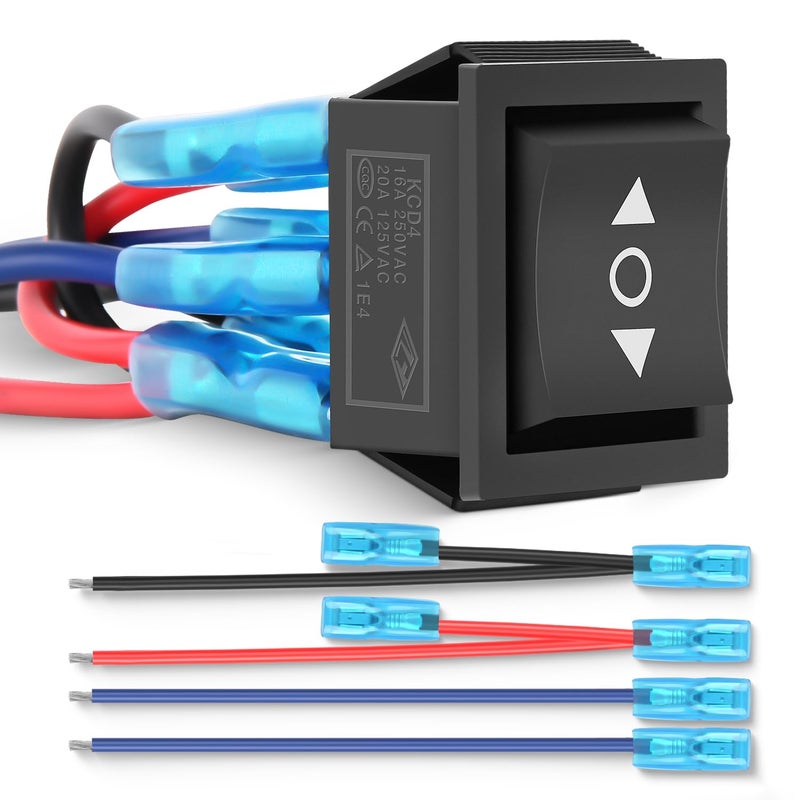 Nilight 6Pin Momentary Polarity Reverse Switch On Off On DPDT 3 Position 20A 12VDC 125VAC Motor Control Automatic Reset for Boat Automotive RV Jack Power Toggle wJumper Wire